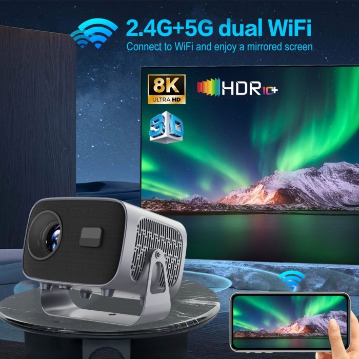 Máy Chiếu Mini 4K K670 Plus - Siêu Nét, Di Động, Trải Nghiệm Rạp Phim Tại Nhà