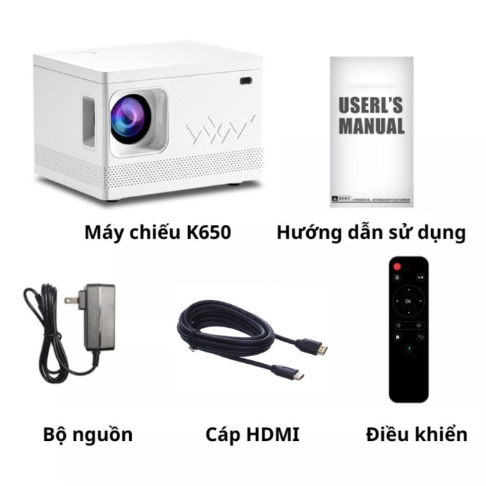 Máy chiếu 4K siêu nét Kaw K650 Plus, Công Nghệ Hình Ảnh Tiên Tiến, Tỷ Lệ Tương Phản Cao, Màu Sắc Rực Rỡ