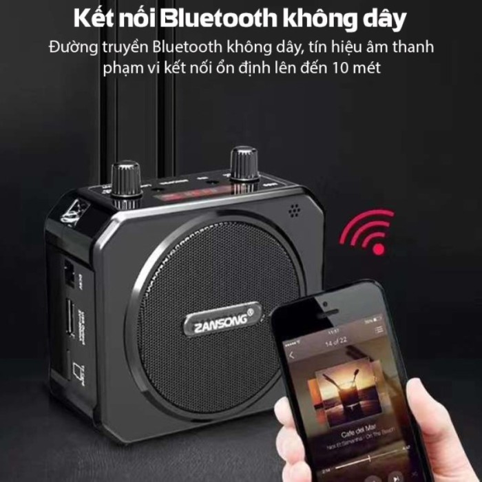 Máy Trợ Giảng Không Dây Zansong M80, Âm Thanh Mạnh Mẽ, Không Lo Vướng Víu Dây Cáp, Dễ Sử Dụng