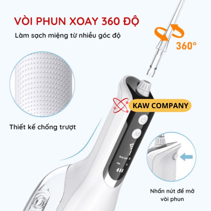 Máy Tăm Nước Cầm Tay KAW - 4 Đầu Phun Đa Năng, Sạch Răng Toàn Diện