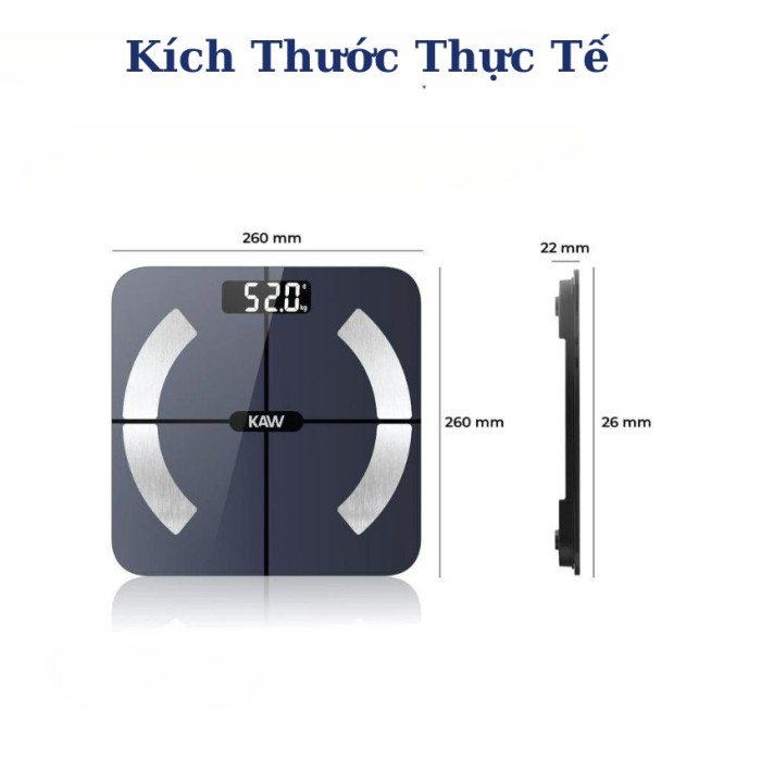 Cân Sức Khỏe Thông Minh KAW, Theo Dõi 12 Chỉ Số Cơ Thể, Sức Khỏe Toàn Diện