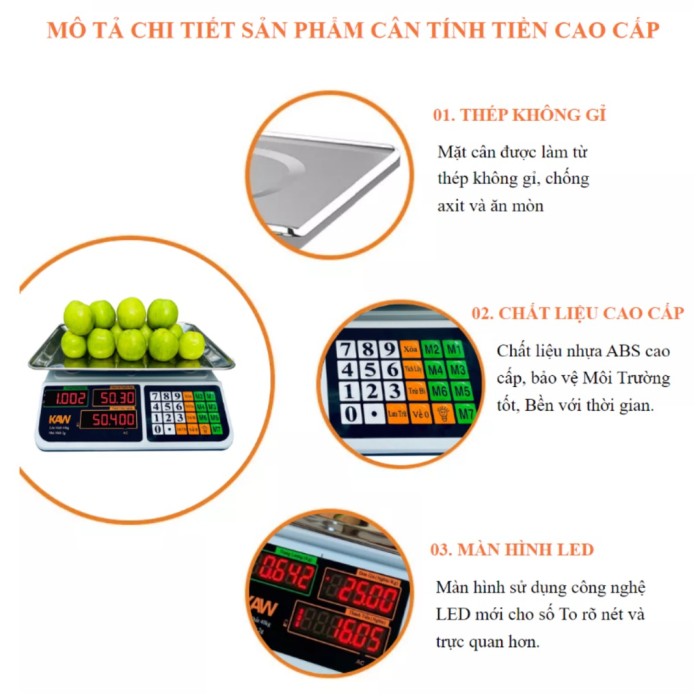 Cân Tính Tiền Điện Tử KAW K550, Thiết Kế Bền Bỉ, Dung Lượng Lớn, Phù Hợp Kinh Doanh
