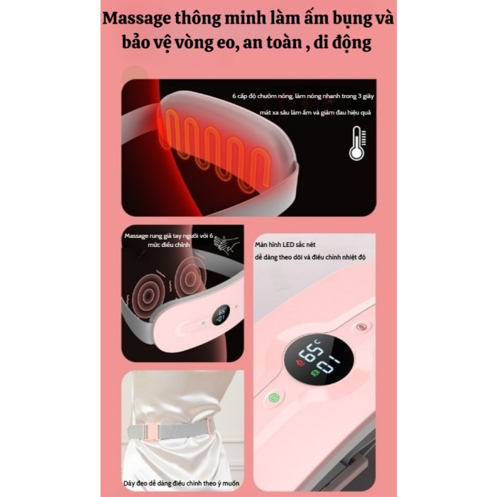 Đai Massage Chườm Nóng KAW, Giảm Đau Lưng, Vai, Bụng, Cải Thiện Tuần Hoàn Máu