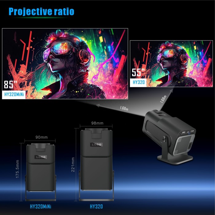 KAW FHY320 Mini Projector, Lý Tưởng Cho Du Lịch, Văn Phòng Nhỏ, Giải Trí Tại Nhà