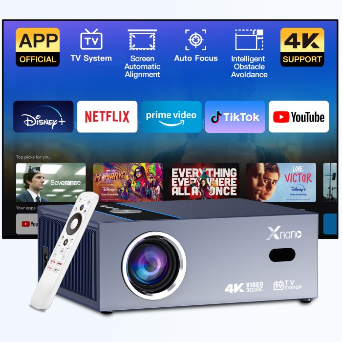 Máy Chiếu XNANO 4K Full HD, Hình Ảnh Siêu Mịn Chuẩn 4K, Tương Thích Full HD