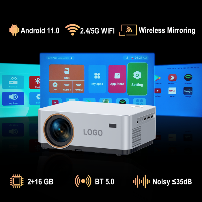 Máy Chiếu 4K Everycom X30W Pro, Android TV, WiFi, Auto Focus, Thông Minh, Tiện Lợi