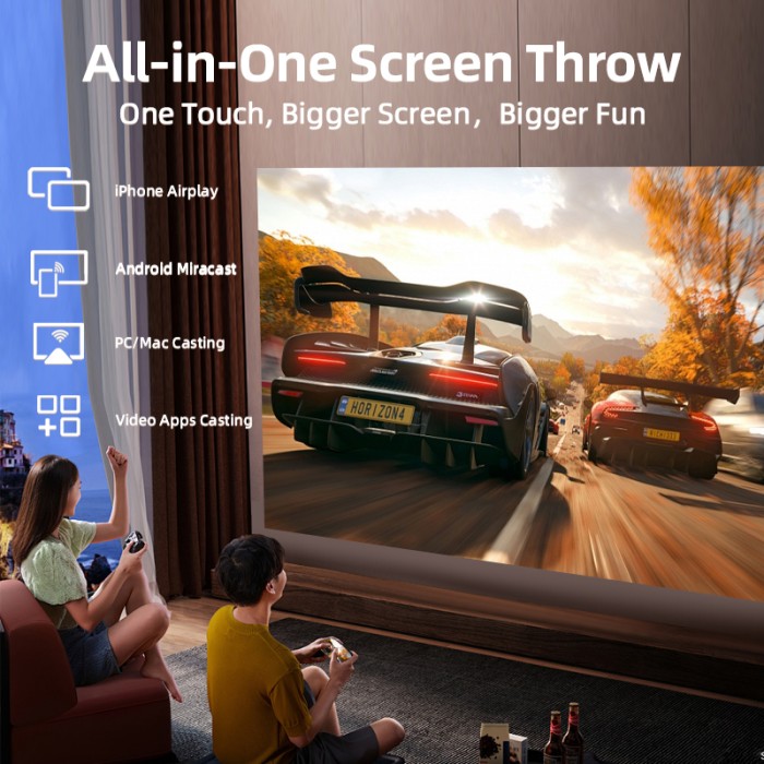 Máy Chiếu Smart 4K, Android TV, Kết Nối WiFi, Xem YouTube, Netflix