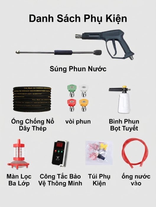 Máy Rửa Xe Cao Áp 3000W, Tiết Kiệm Thời Gian, Sức Mạnh Chuyên Nghiệp